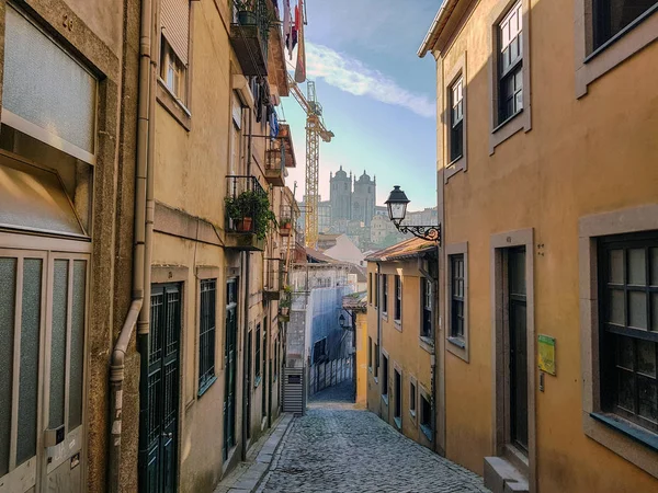 Oporto Portugal Vista Panorámica Las Coloridas Casas Antiguas Oporto Catedral — Foto de Stock