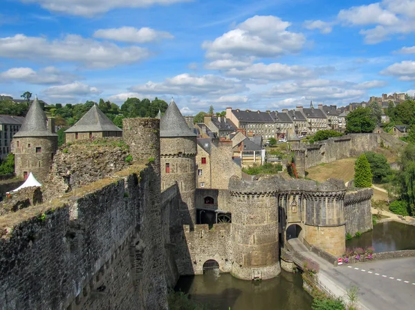 Chateau Fougeres Medieval Black Roofed Castle Town Edge Brittany Maine — стоковое фото