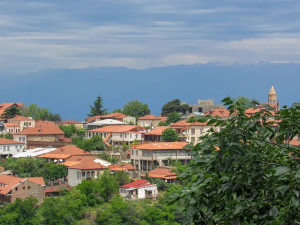 Kakheti Georgia Pittoresca Città Sighnaghi Una Collina Con Vista Sulla — Foto Stock