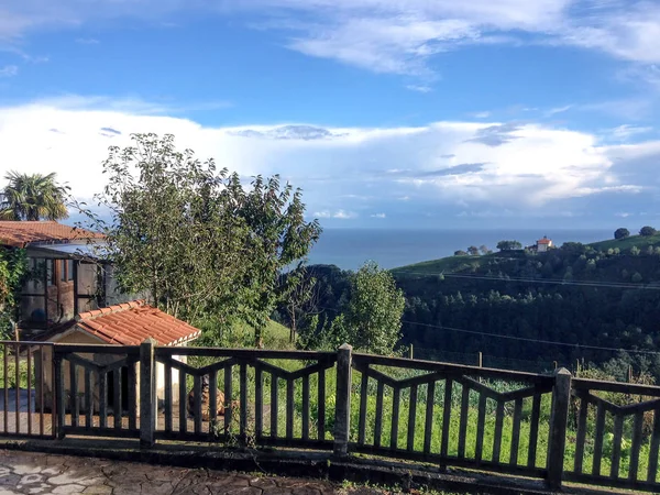 Vue Sur Mer Depuis Une Route Rurale Côtière Pays Basque — Photo