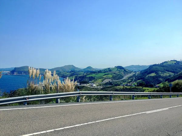 Paisagem Cantábria Com Uma Estrada Longo Litoral Caminho Santiago Northern — Fotografia de Stock