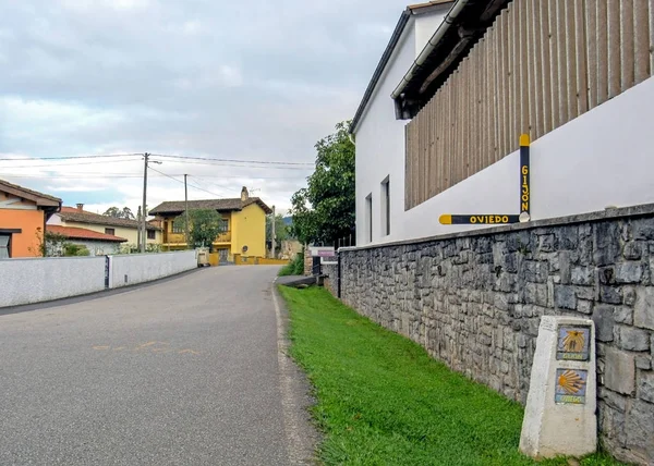 Villaviciosa Asturias España Septiembre 2018 Signo Concha Tradicional Flecha Pintados —  Fotos de Stock