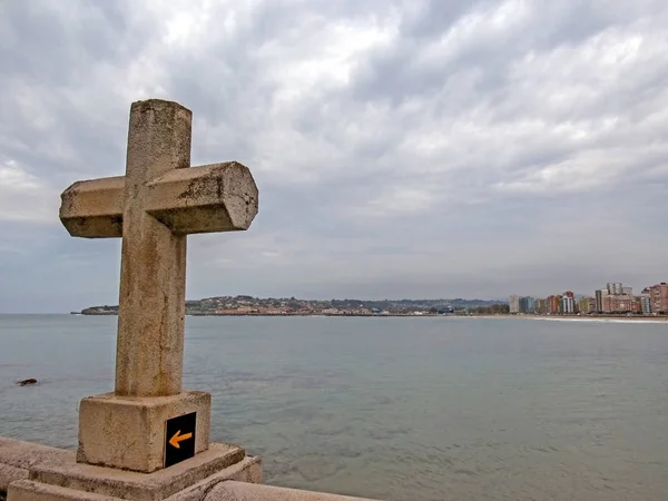 Croce Freccia Gialla Pellegrini Gijon — Foto Stock