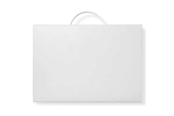 Cardboard Document Case Plastic Handle Briefcase Folder Isolated White — Stock Photo, Image