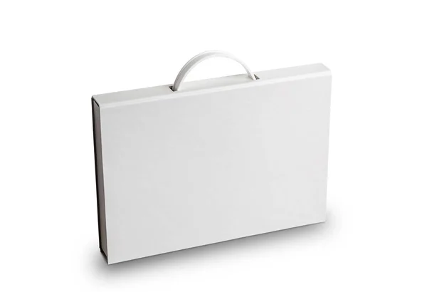 Cardboard Document Case Plastic Handle Briefcase Folder Isolated White — Stock Photo, Image