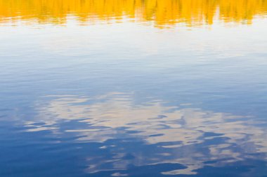 Gökyüzü ve Kiev, Ukrayna Dnieper Nehri sakin suda yansıtan ağaçlar