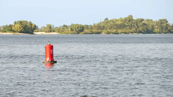 Red Buoy Dnieper River Kiev Ukraine Safety Security Boats Travelling — Stock Photo, Image