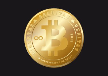 Siyah zemin üzerine altın Bitcoin vektör çizim