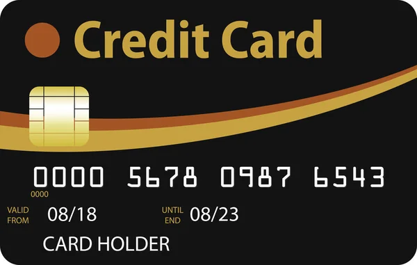 Svart Kreditkort Med Guld Kurvor Giltig Till 2023 — Stock vektor