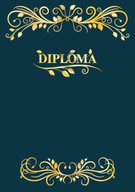 Mavi zemin üzerine altın dantel ile klasik diploma çerçevesi