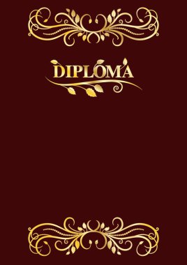 Bordeau zemin üzerine altın dantel ile klasik diploma çerçevesi