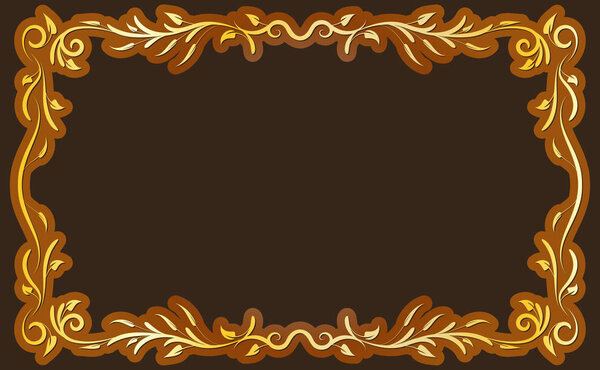 Gold classical antique decorative frame on brown background. To be used for holidays, celebrations or happy events