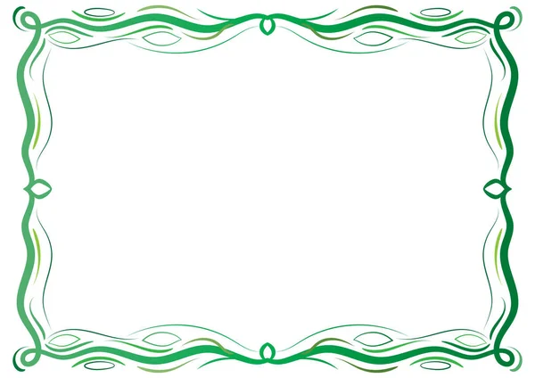 Cadre Décoratif Antique Vert Avec Des Lacets Sur Fond Blanc — Image vectorielle