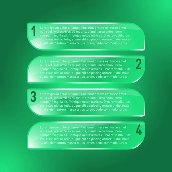 Groen Transparant Glas Tags Met Plaatsaanduidingstekst Nummer Voor Infographic — Stockvector