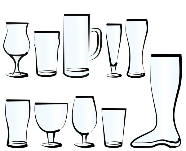 Vectorillustratie Set Van Bierglazen Zoals Een Bar Een Pub Een — Stockvector