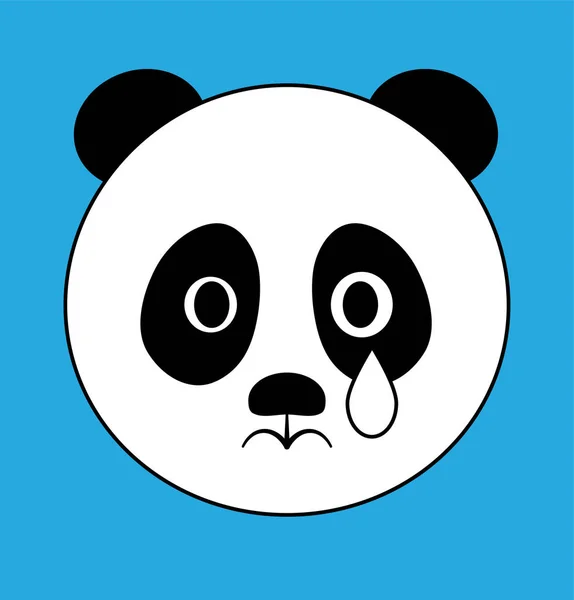 Bianco Nero Piangendo Panda Orso Emoticon Emoji Sfondo Azzurro Cielo — Vettoriale Stock