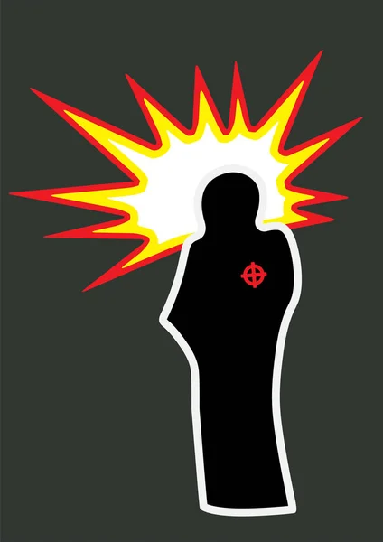 Илюстрация Силуэта Черного Террориста Носящего Паранджу Джихад Сильным Эффектом Взрыва — стоковый вектор