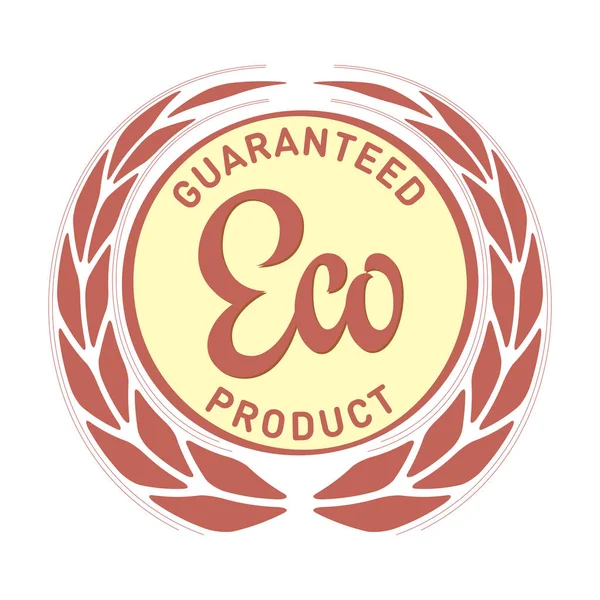 Guaranteed Eco Product Label Tag Ears Yellow Brown Colors — Stock Vector
