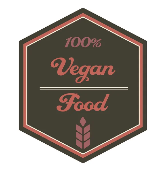 Sechseckiges 100 Veganes Lebensmitteletikett Oder Etikett Mit Ohr Braune Beige — Stockvektor