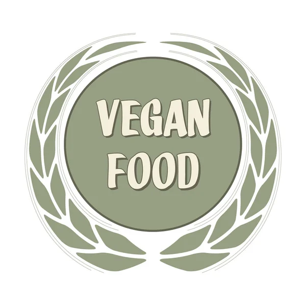Rundes Veganes Lebensmittel Etikett Oder Etikett Mit Ohren Beige Und — Stockvektor