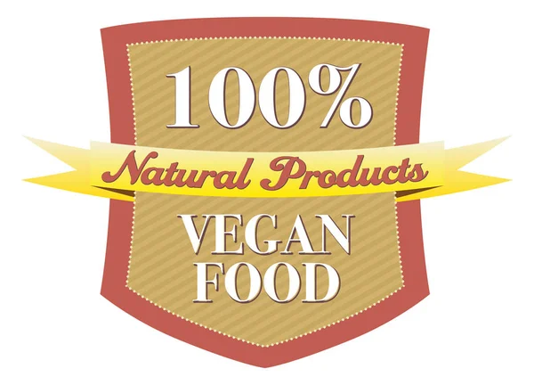 100 Vegane Lebensmittel Natürliche Produkte Etikett Oder Tag Einem Schild — Stockvektor