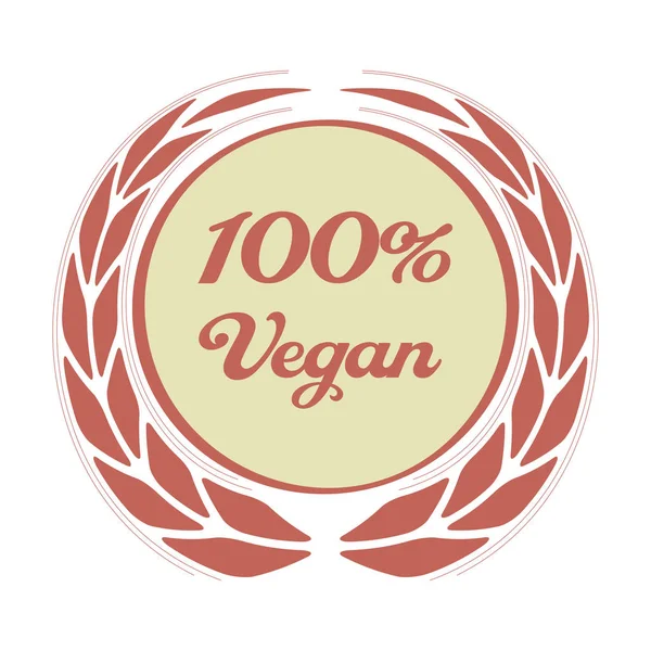 100 Veganes Lebensmitteletikett Oder Etikett Mit Ohren Braune Und Grüne — Stockvektor