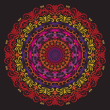 Mandala sanat vektör el çekilmiş. Soyut desen. Vintage dekoratif Asya, Islam, Hint, Arapça, Türkçe, Aztek öğeleri. Sayfa şablonunun arka plan, davet, Doğum günü, düğün kartları için boyama