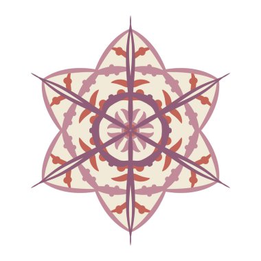 Vektör mandala kar tanesi. Soyut desen. Vintage dekoratif Asya, Islam, Hint, Arapça, Türkçe, Aztek öğeleri. Sayfa şablonunun arka plan, davet, Doğum günü, düğün kartları için boyama