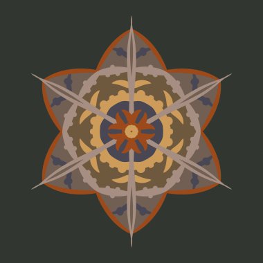 Vektör mandala kar tanesi. Soyut desen. Vintage dekoratif Asya, Islam, Hint, Arapça, Türkçe, Aztek öğeleri. Sayfa şablonunun arka plan, davet, Doğum günü, düğün kartları için boyama