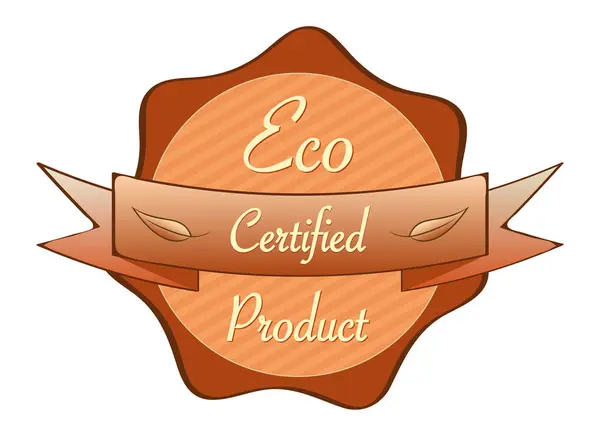 Etiqueta Etiqueta Certificada Eco Product Con Cinta Forma Sello Con — Vector de stock