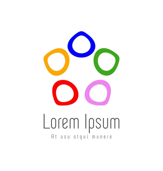 Logo Conceptuel Abstrait Coloré Groupe Personnes Lors Une Réunion Affaires — Image vectorielle