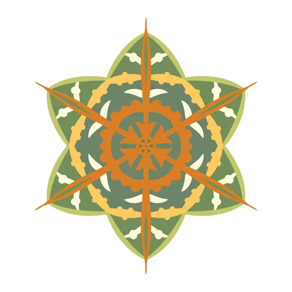 Floco Neve Vector Mandala Padrão Abstracto Vintage Decorativo Asiático Islã — Vetor de Stock