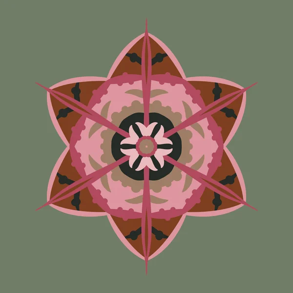 Vector Mandala Snowflake Abstract Pattern Vintage Decorative Asian Islam Indian — Stock Vector