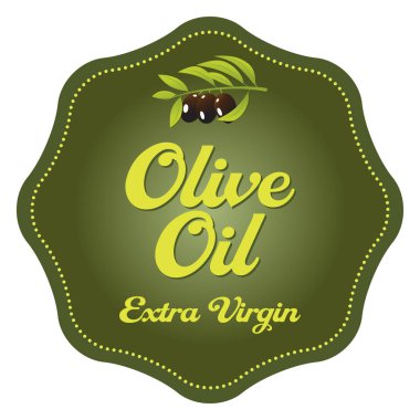 Yeşil zeytin ağacının bir dal ile zeytinyağı etiketi şeklinde