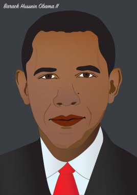 Başkan Barack Hüseyin Obama II, ABD Başkanı 2009 2017 için vektör portresi