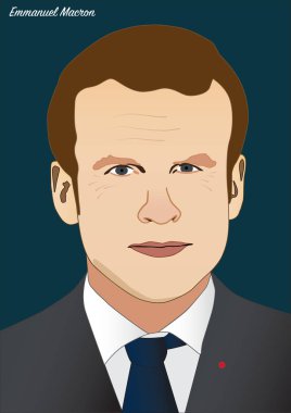 Emmanuel Macron, Fransız Cumhurbaşkanı portresi vektör