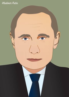 Kiev/Ukrayna - 14 Ekim 2017: Vladimir Putin, Rusya Federasyonu Başkanı portresi vektör