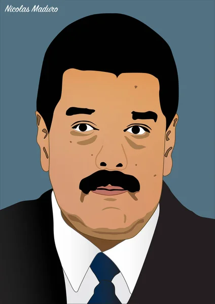 Vector Porträtt Nicolas Maduro President Venezuela Sedan 2013 — Stock vektor