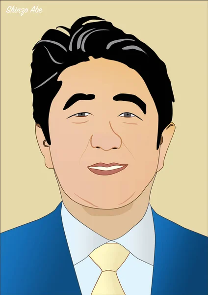 Portret Wektor Shinzo Abe Były Premier Japonii — Wektor stockowy