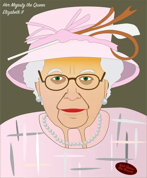 Potret Vektor Ratu Elizabeth Ratu Britania Raya Kanada Australia Dan - Stok Vektor
