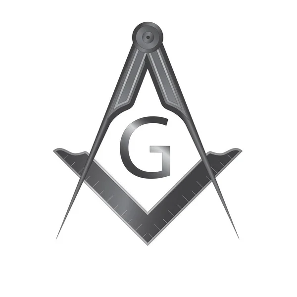Black Iron Masonic Square Compass Symbol Letter Mystic Occult Esoteric — Stock Vector