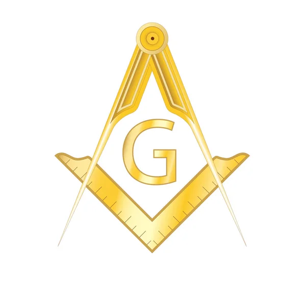 Golden Masonic Square Compass Symbol Letter Mystic Occult Esoteric Sacred — Stock Vector