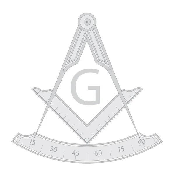 Gray Masonic Square Compass Symbol Letter Mystic Occult Esoteric Sacred — Stock Vector