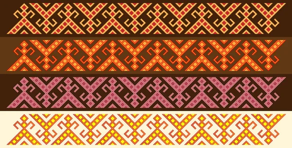 Quatre Frises Slaves Traditionnelles Sans Couture Simples — Image vectorielle