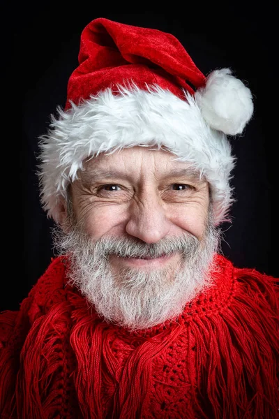 Výšku Dospělého Muže Bílým Plnovousem Převlečený Santa Claus Pro Vánoční — Stock fotografie