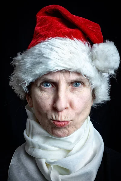 Portrét Pro Dospělé Ženy Převlečený Santa Claus Pro Vánoční Svátky — Stock fotografie