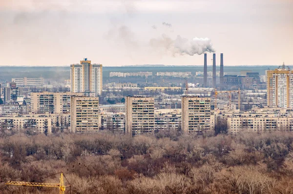 Панорамний Вид Київському Лівого Берега Від Парк Вічної Слави Дерева — стокове фото