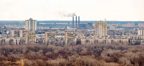 Vista Panorâmica Margem Esquerda Kiev Parque Glória Eterna Árvores Edifícios — Fotografia de Stock