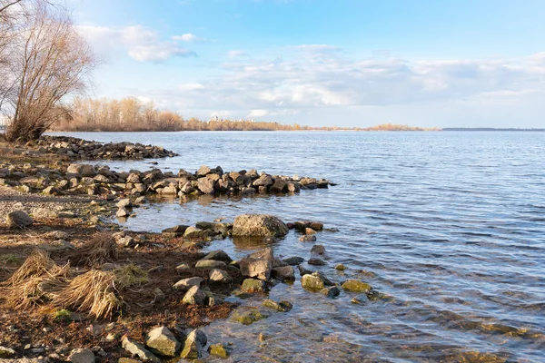 Panorama Dnieper River Kiev Cold Clear End Winter Afternoon — Stock Photo, Image