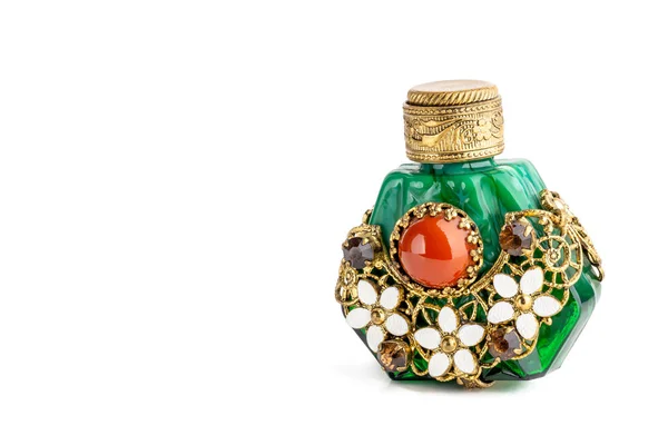 Pequena garrafa de perfume oriental em jade verde — Fotografia de Stock